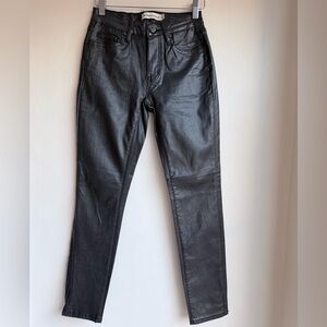 Rebecca Minkoff Shimmer Glitter Coated Stretchy Jegging Jeans Black  SZ 12P